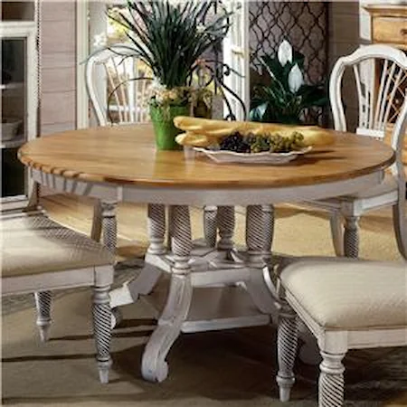 Round Two-Tone Leaf Dining Table